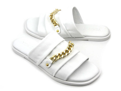 Dámské žabky se zlatým řetízkem - VENEZIA 267040, bílé