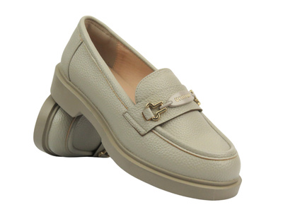 Elegantní dámské mokasínové boty - Potocki 25-12591, béžová