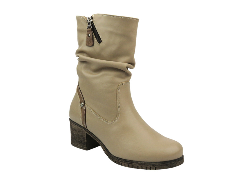 Pohodlné kožené kotníkové boty pro ženy - Galant Z23-4, béžová PL