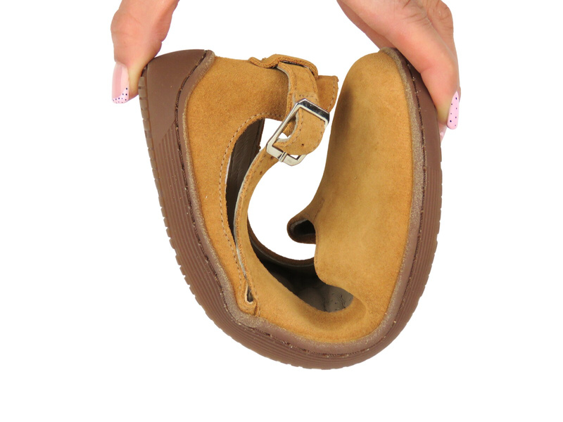 Dámské kožené barefoot minimalistické sandály se zvýšenou šířkou H - Nika Komfort 1472, světle hnědé