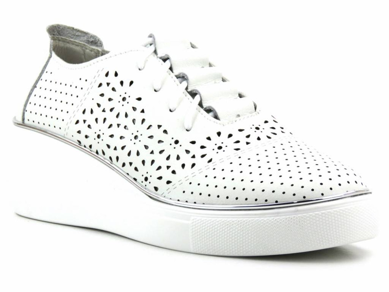 Dámské prolamované boty na klínku - Artiker 48C1532, bílé