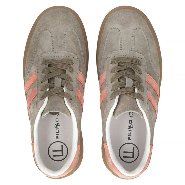 Dámské kožené tenisky na platformě - Filippo DP6764/25, khaki