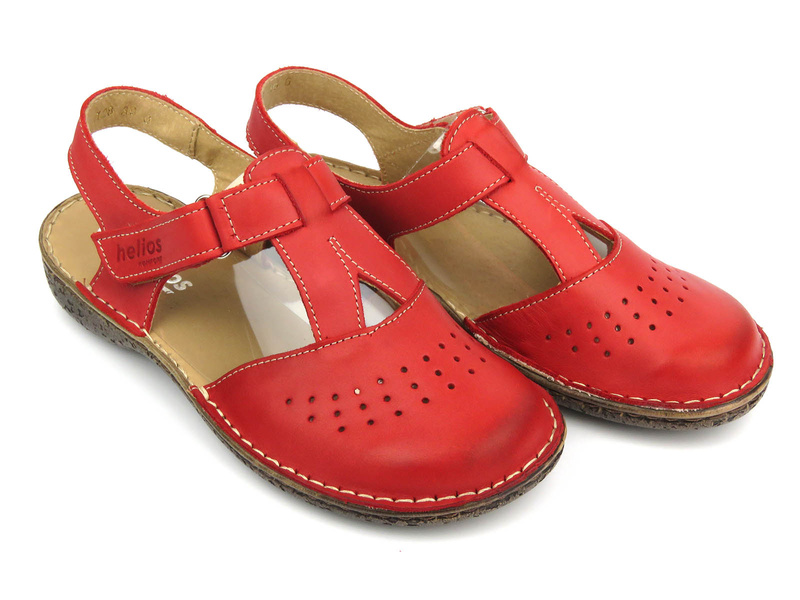 Dámské kožené sandály červené Helios Komfort 128