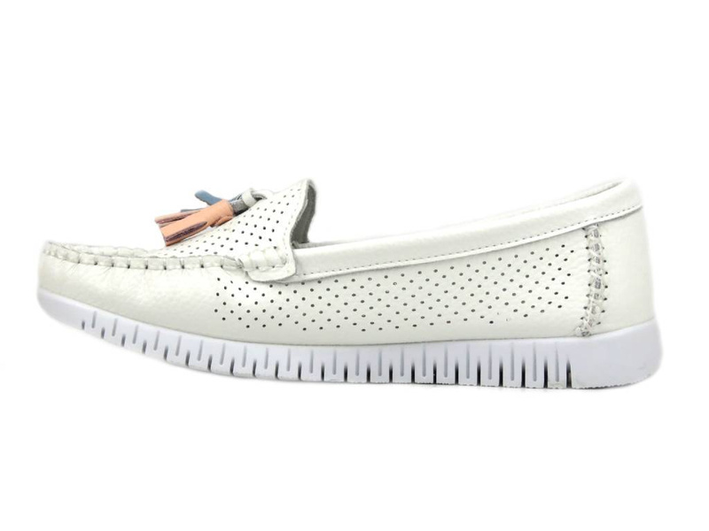 Dámské kožené mokasíny - Evento 23PB08-5372, bílé