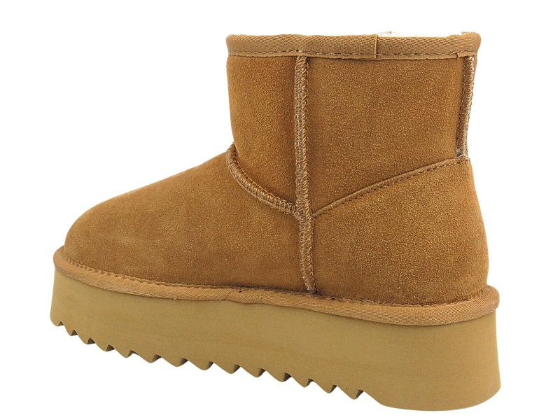 Dámské kožené sněhule na platformě Sokolski Z24-531 Camel Slip-on