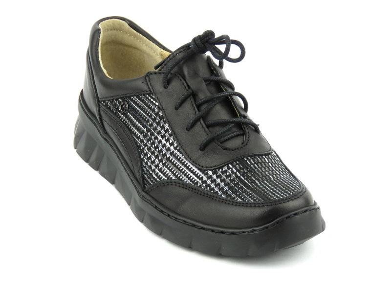 Černé dámské tenisky se stříbrným vzorem - Helios Komfort 360