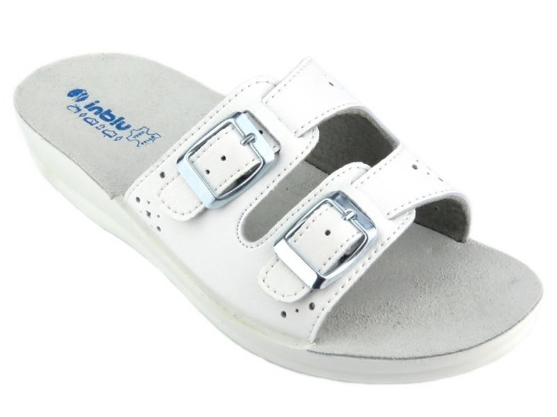 Dámské zdravotní žabky s koženou vsadkou - Inblu VR8B, bílé