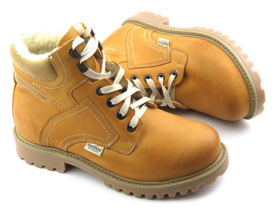 Kožené boty, dámské sněhule zateplené vlnou - HELIOS Komfort 616-2, žluté