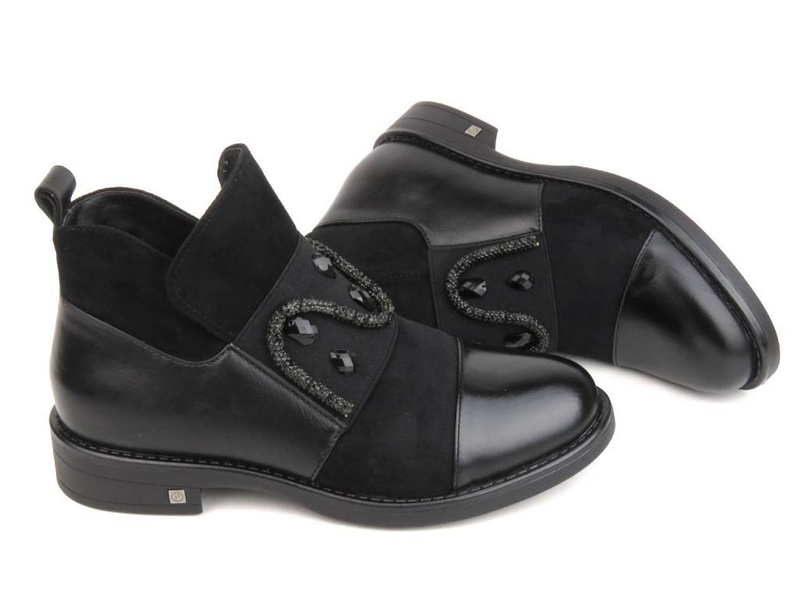 Zateplené dámské kotníkové boty - Potocki 23-12213, černé