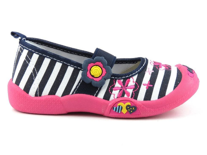 Dětské pantofle s gumičkou - American Club TEN 115/2016, tmavě modrá s pruhy