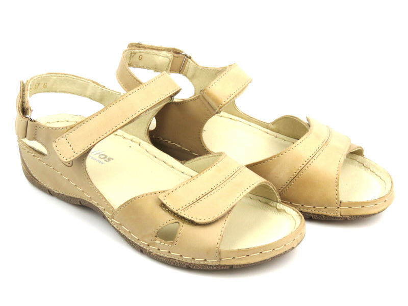Pohodlné dámské kožené sandály - HELIOS Komfort 106, zlaté