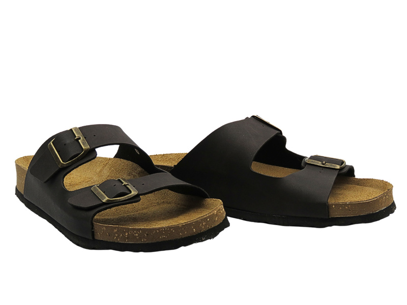 Pánské pantofle s přezkami tmavě hnědé INBLU NU-12