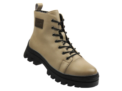 Dámské kožené kotníkové boty khaki Cambell 25-19370