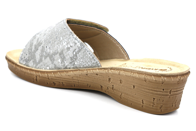 Dámské žabky na suchý zip - INBLU 26-79, stříbrné