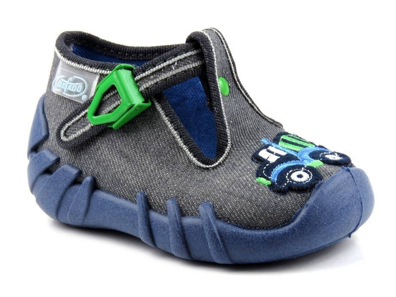 Dětské pantofle, chlapecké boty Befado 110P407, šedé s míchačkou na beton