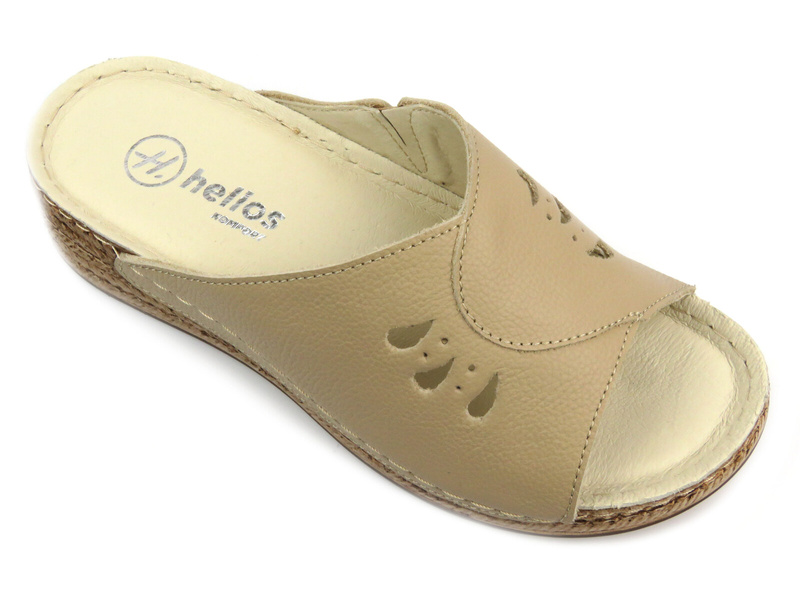 Wygodne, miękkie klapki damskie HELIOS Komfort 105, beżowe