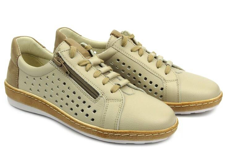 Dámské kožené boty - Wasak 0688, ecru