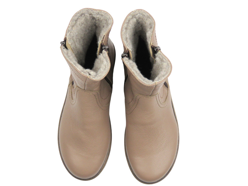 Pohodlné dámské kotníkové boty s kožíškem – HELIOS Komfort 788, khaki