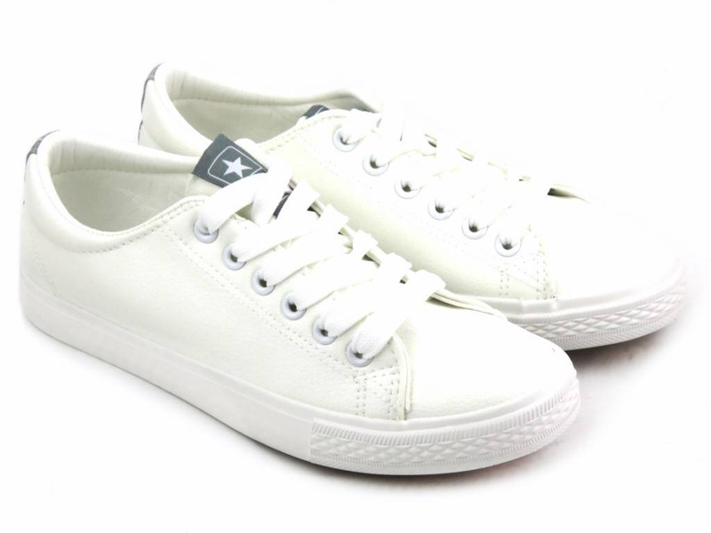 Bílé dámské tenisky z imitace kůže - Novinky 22SP02-1500