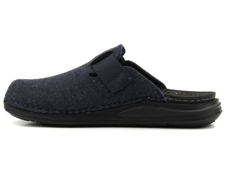 Pánské plstěné pantofle s koženou vsadkou - INBLU VE-02, tmavě modrá