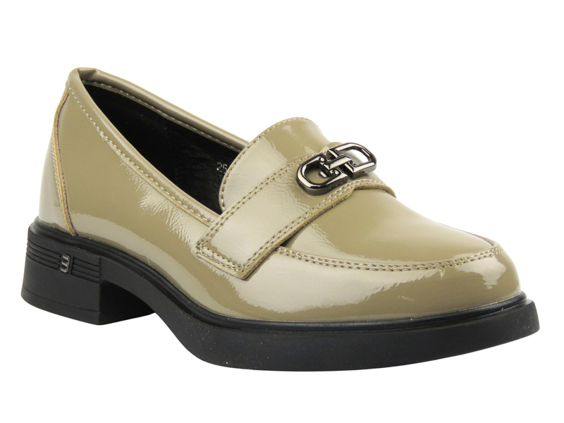  Elegantní dámské polobotky Vinceza 58409, lakovaná khaki