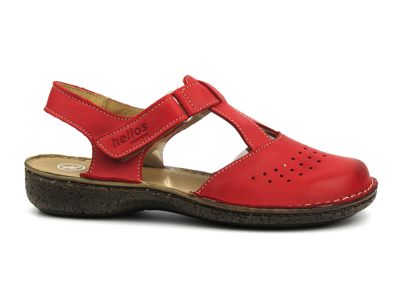 Dámské kožené sandály červené Helios Komfort 128