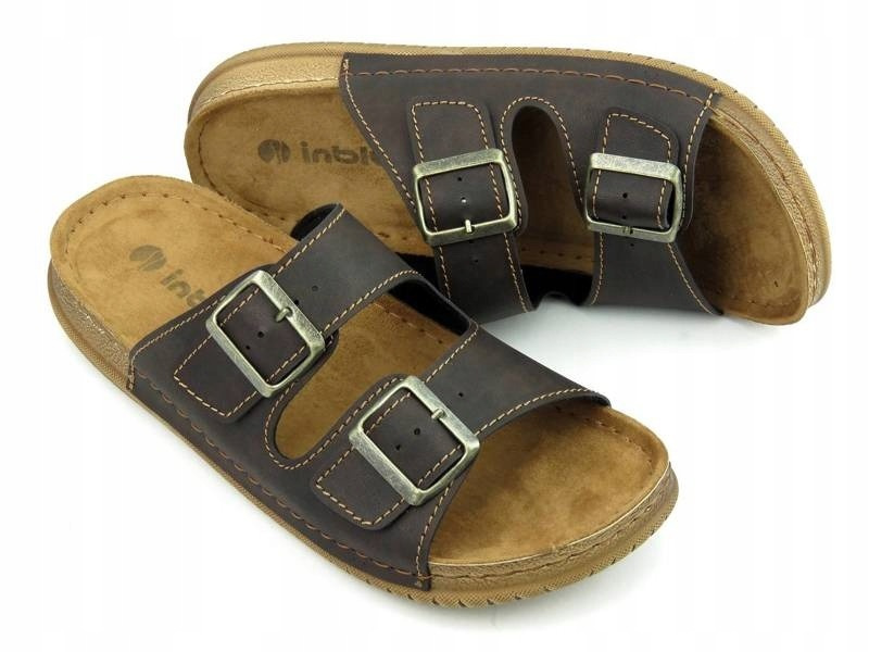 Klasické pánské žabky se dvěma přezkami - INBLU TH-19, tmavě hnědé