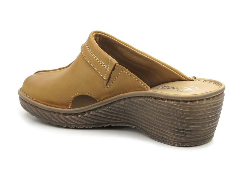 Pohodlné dámské sandály na klínku - HELIOS Komfort 624, světle hnědé 2