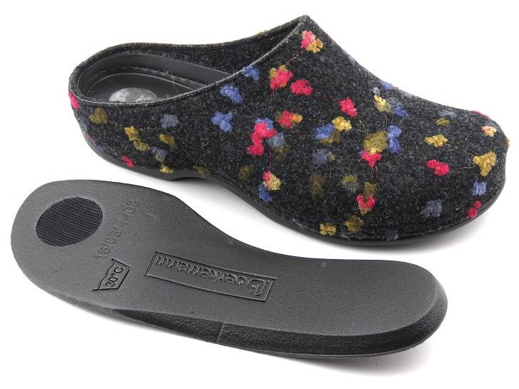 Dámské plstěné pantofle s květinami - BERKEMANN 01028-914 Donata, grafit