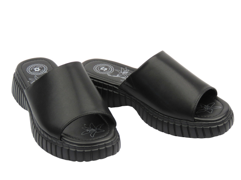 Elegantní dámské kožené pantofle – Evento 25SD18-8719 černé