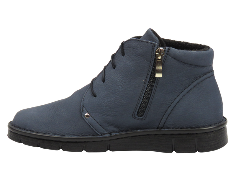 Dámské barefoot kožené minimalistické kotníkové boty tmavě modré Nika Komfort 838