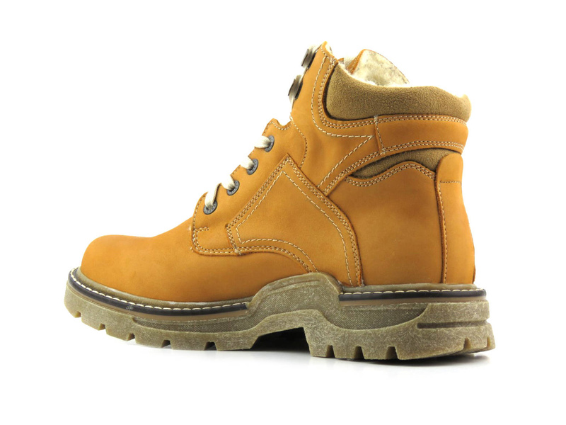 Pánské kožené boty zateplené vlnou - HELIOS Komfort 816, camel