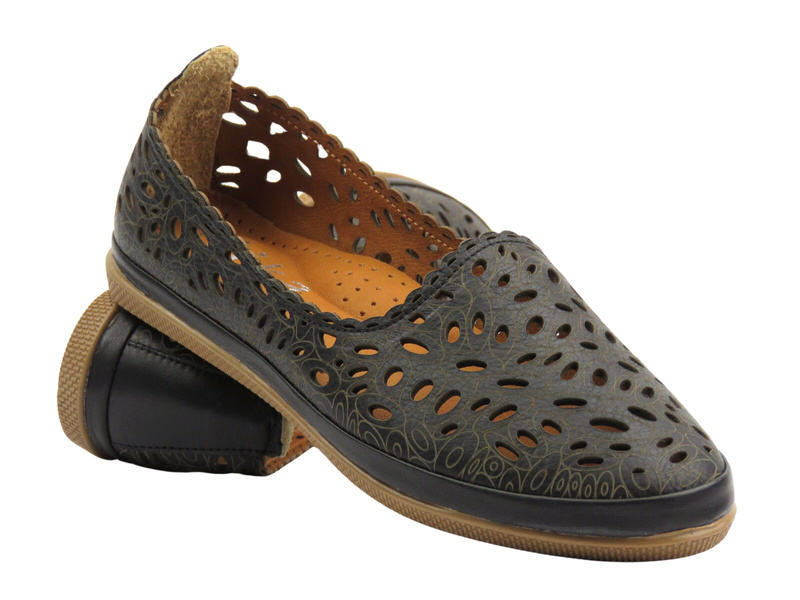 Dámské kožené polobotky polské značky, černé – Nika Komfort H-477