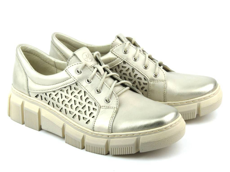 Pohodlná dámská kožená obuv - Helios Komfort 375S, zlatá