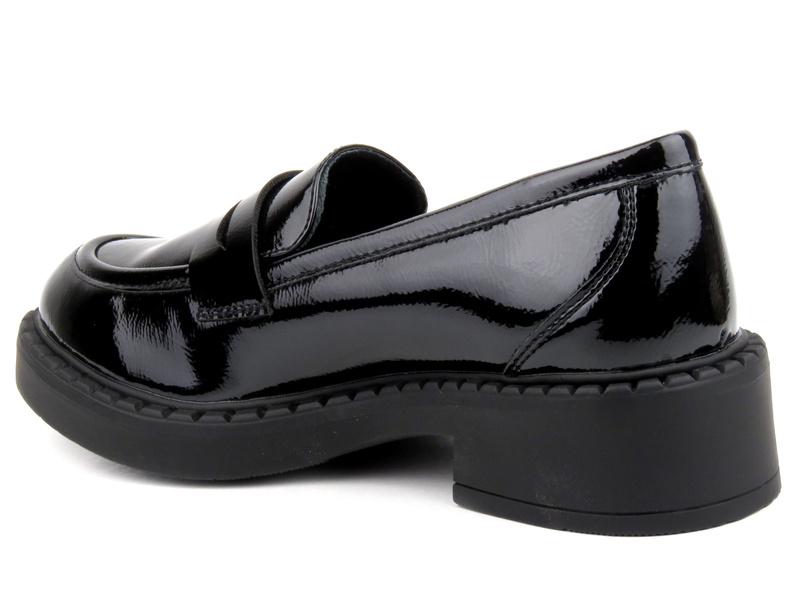 Dámské lakované boty a mokasíny - Potocki 23-12174, černé