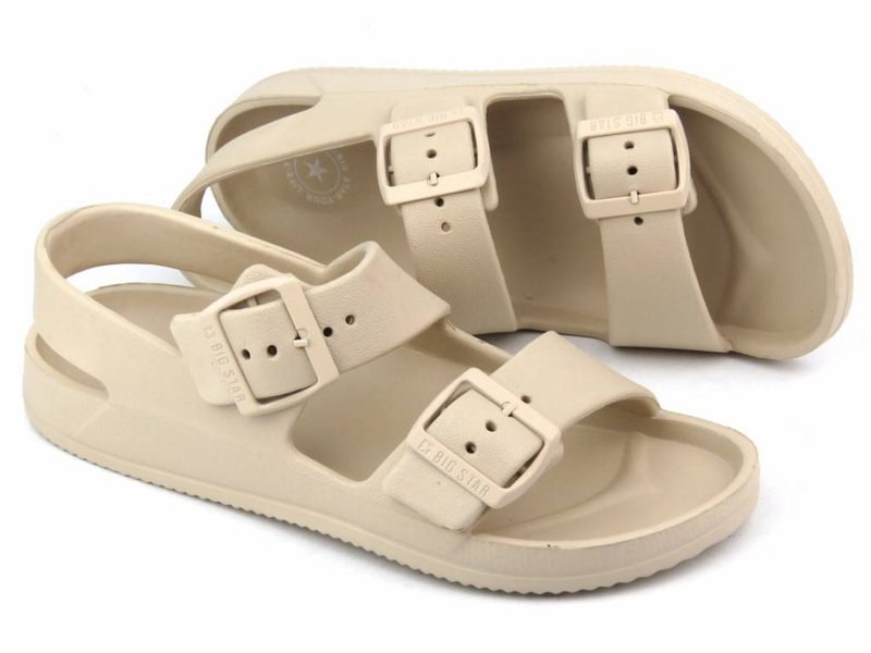 Lehké dámské pěnové sandály s přezkami - Big Star LL274746, béžové