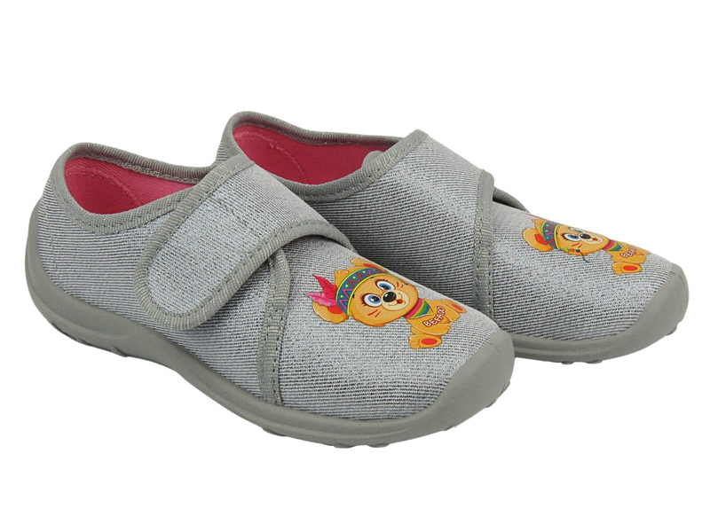 Měkké pantofle, dětské boty s duhou - BEFADO 902Y020, šedá