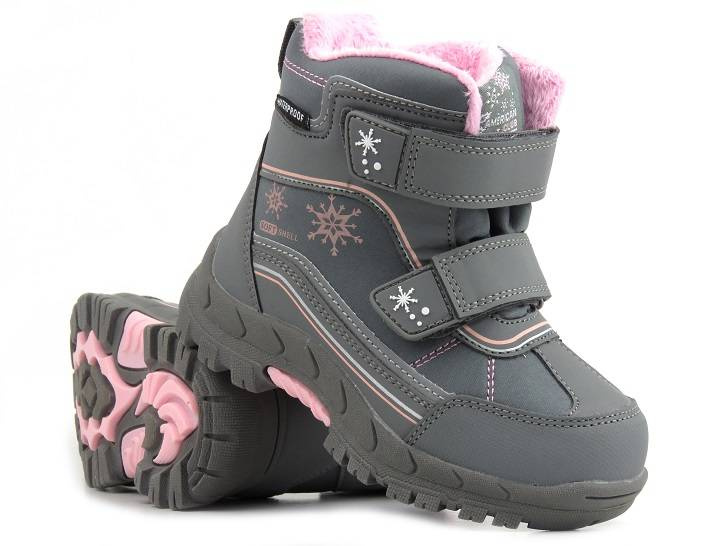 Dětské sněhule na suchý zip - AMERICAN CLUB Softshell HL 39/22, šedé