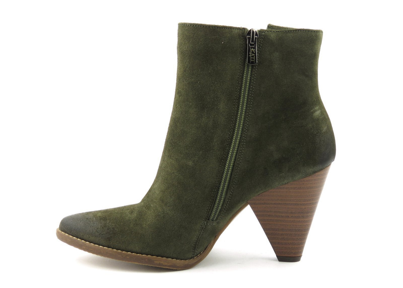 Semišové, zelené dámské kovbojské boty na vysokém podpatku - Kati 2837