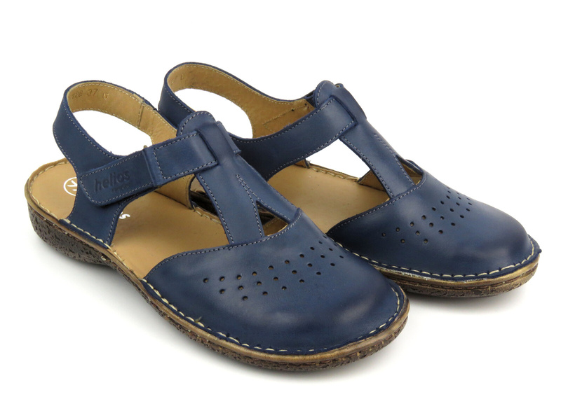 Kožené dámské sandály v námořnické modři Helios Komfort 128