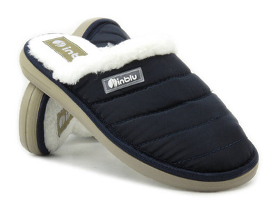 Měkké dámské pantofle s kožíškem - INBLU EK-11, tmavě modrá