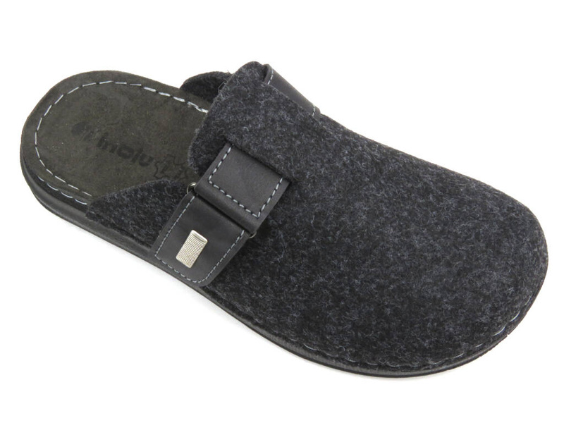 Pánské plstěné pantofle s koženou vsadkou - INBLU VE-02, tmavě šedá