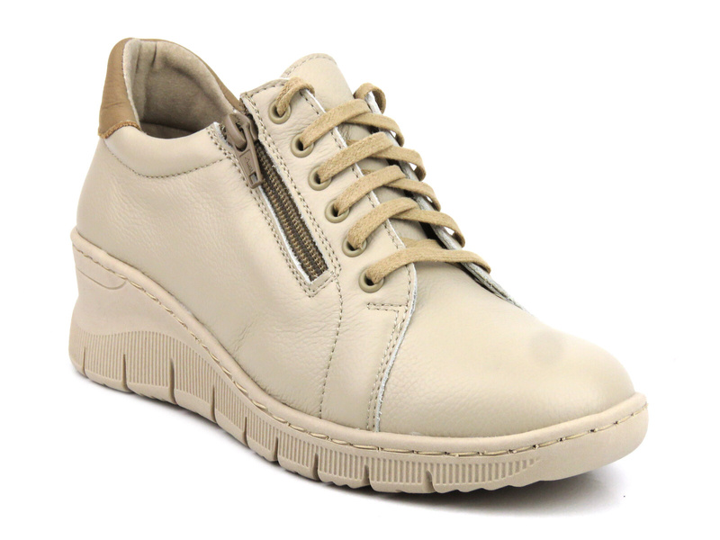 Dámské kožené boty - Wasak 0703, ecru