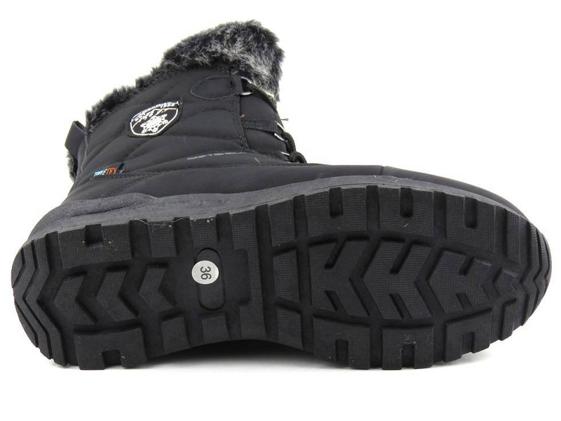 AMERICAN CLUB SN04 vysoké dámské sněhule černé barvy s šedým kožíškem