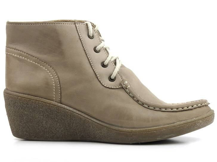 Kožené dámské kozačky na klínku - HELIOS KOMFORT 629-2, béžová