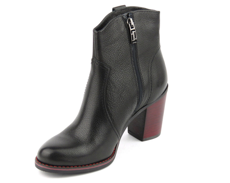 Černé dámské kotníkové boty s vínovým podpatkem - Kordel 1934