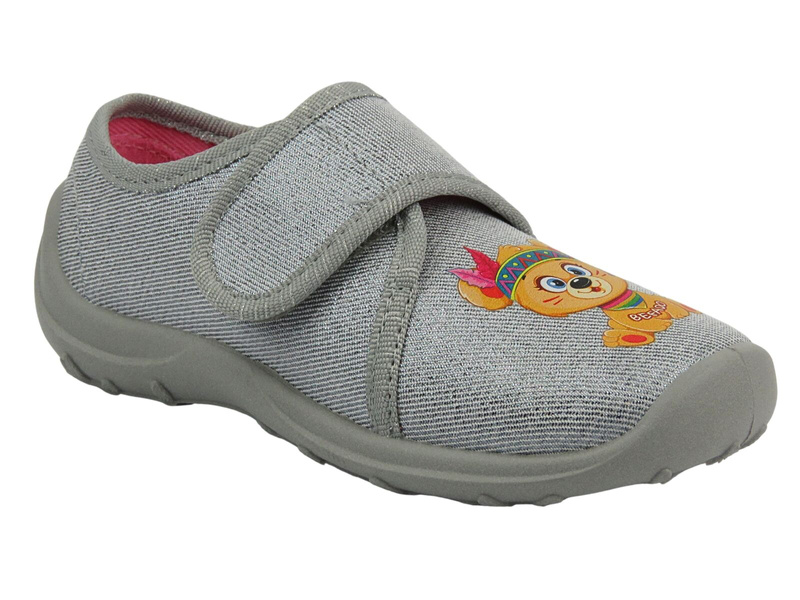 Měkké pantofle, dětské boty s duhou - BEFADO 902Y020, šedá