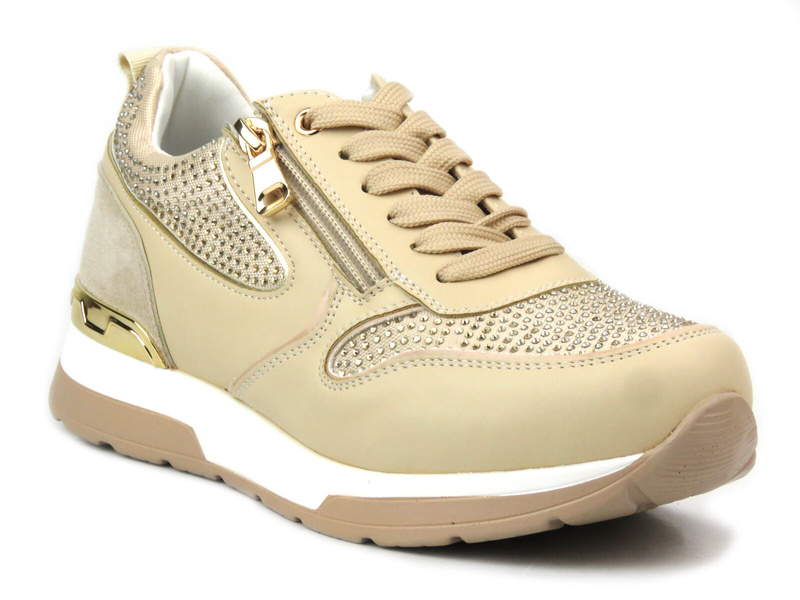 Dámské tenisky s krystaly - INBLU IN-323, béžové