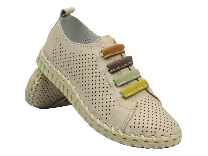 Dámské kožené polobotky - Nika Komfort H-260, béžová