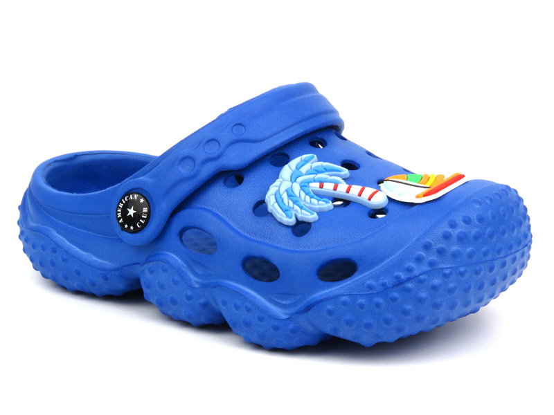 Žabky, dívčí dřeváky sandály - AMERICAN CLUB NH 75/23, NH 76/23, fialové s duhou